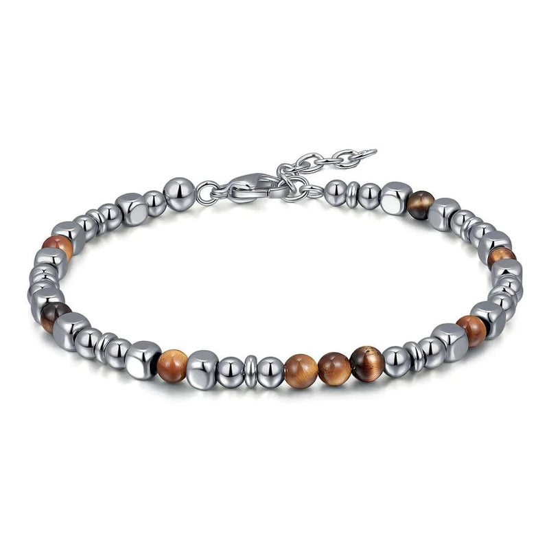 Men's Beaded Bracelet with Tiger Eye Stone
