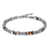 Men's Beaded Bracelet with Tiger Eye Stone