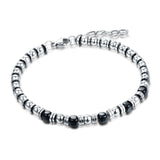 Men's Stainless Steel Chain Cuff Bracelet Adjustable Size 4mm Beaded
