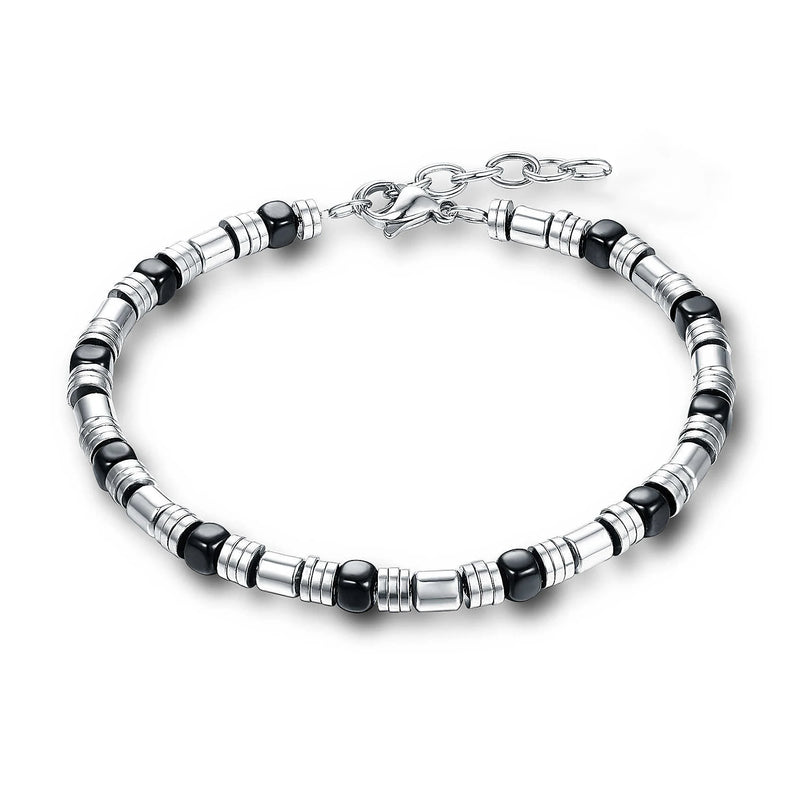 Men's Stainless Steel Chain Cuff Bracelet Adjustable Size 4mm Beaded