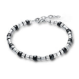 Men's Stainless Steel Chain Cuff Bracelet Adjustable Size 4mm Beaded