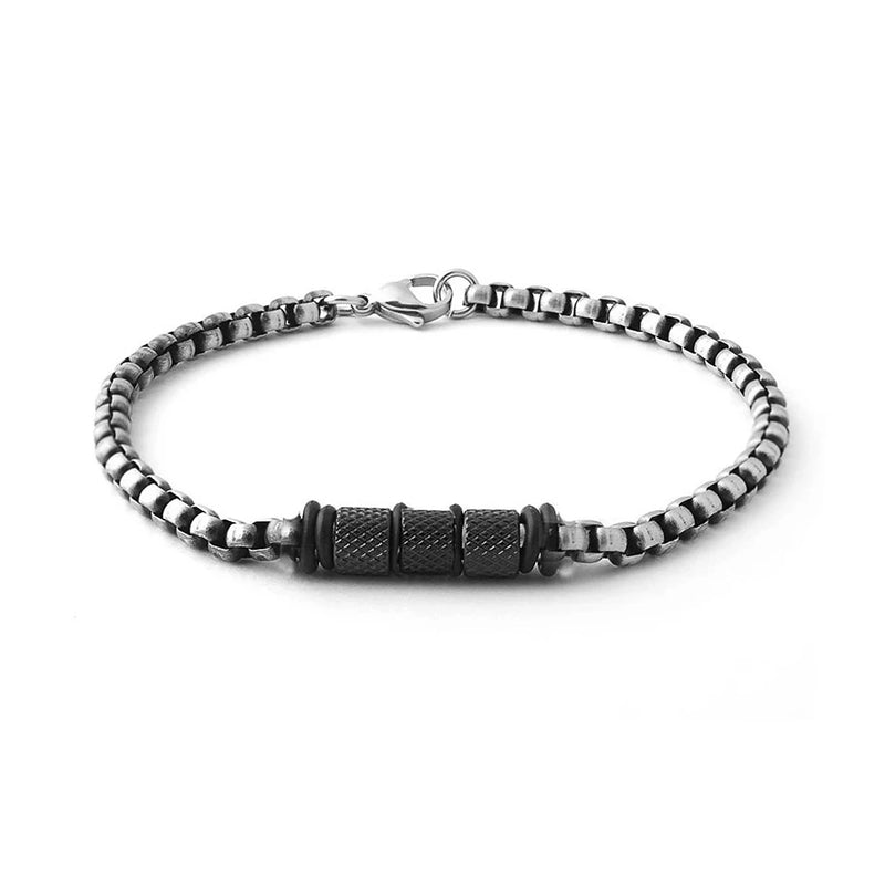 Men Link Bracelet Chain Adjustable Carbon Fiber Bead String