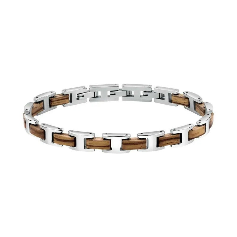 Men Women Wood Bracelet Stainless Steel Bangle Casual Party