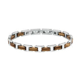 Men Women Wood Bracelet Stainless Steel Bangle Casual Party