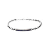 Stainless Steel Bead Bracelet with Zircon Inlay, Adjustable Size