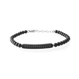 Stainless Steel Bead Bracelet with Zircon Inlay, Adjustable Size