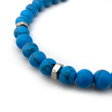 Men's Natural Stone Bracelet 6mm with Stainless Steel Charm Bead