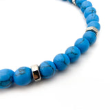 Men's Natural Stone Bracelet 6mm with Stainless Steel Charm Bead
