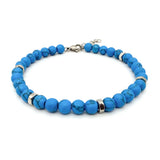 Men's Natural Stone Bracelet 6mm with Stainless Steel Charm Bead