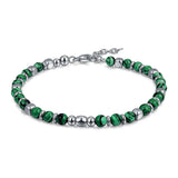 Men's Malachite Stone Bracelet with Stainless Steel Parts