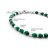 Men's Malachite Stone Bracelet with Stainless Steel Parts