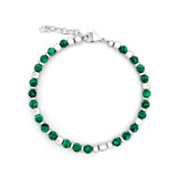 Men's Malachite Stone Bracelet with Stainless Steel Parts