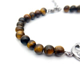 Men's Tigereye Stone Bracelet with Anchor Charm