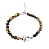 Men's Tigereye Stone Bracelet with Anchor Charm