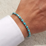 Men's Turquoise Stone Bracelet 4mm with Stainless Steel Charm