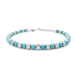 Men's Turquoise Stone Bracelet 4mm with Stainless Steel Charm