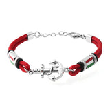 Men's Anchor Bracelet Red Nylon Rope with Stainless Steel