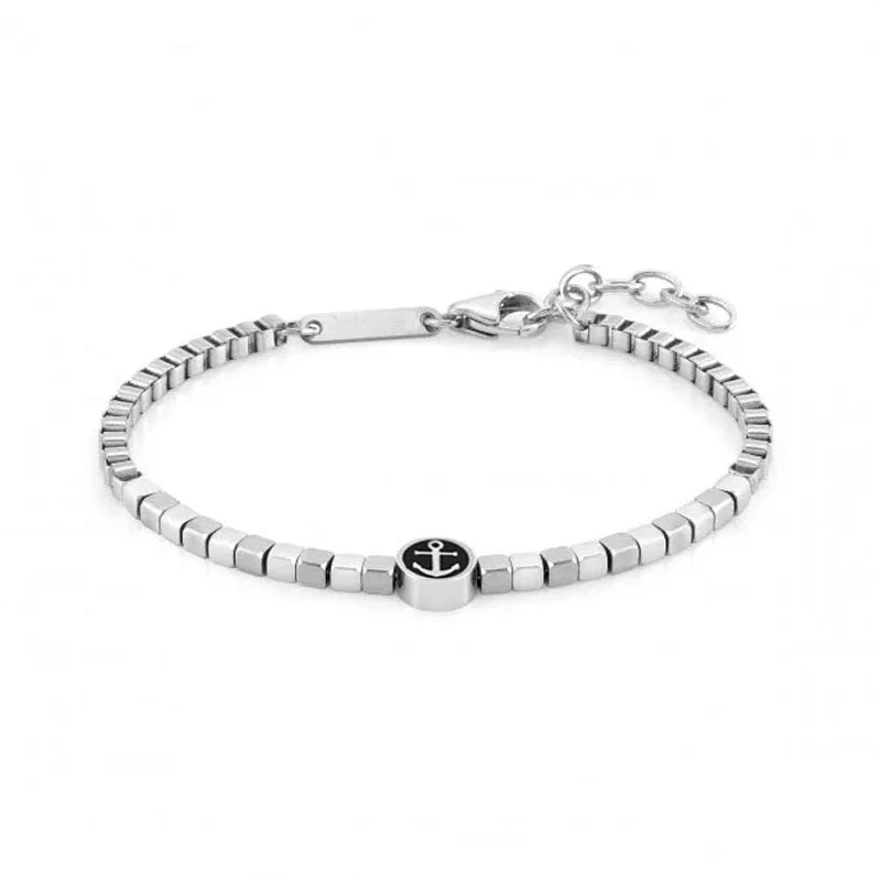 Men's Bracelet Stainless Steel Box Chain with Anchor Pattern Pendant