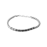 Men's Stainless Steel Bracelet with Purple Ceramic Beads