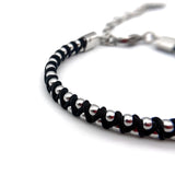 Men's Braided Rope Bracelet with Stainless Steel Beads