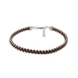Men's Braided Rope Bracelet with Stainless Steel Beads