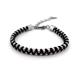Men's Braided Rope Bracelet with Stainless Steel Beads