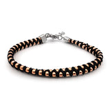 Men's Braided Rope Bracelet with Stainless Steel Beads