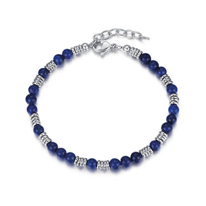 Men's Stone Bracelet with Steel Ring
