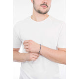 Men's Stone Bracelet with Steel Ring