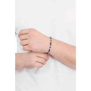 Men's Stone Bracelet with Steel Ring