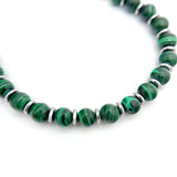 Malachite Stone Bracelet 6mm Stainless Steel Bead Adjustable Size