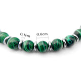 Malachite Stone Bracelet 6mm Stainless Steel Bead Adjustable Size