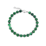 Malachite Stone Bracelet 6mm Stainless Steel Bead Adjustable Size