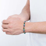 Men's Stone Bead Bracelet 6mm Stainless Steel Adjustable Size
