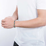 Men's Stone Bead Bracelet 6mm Stainless Steel Adjustable Size