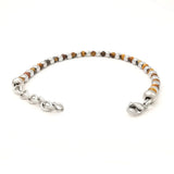 Men's Tiger Eye Stone Bracelet 4mm with Stainless Steel Beads