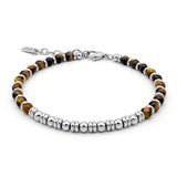 Men?s Tiger Eye Bead Bracelet 4mm Stainless Steel Adjustable Size