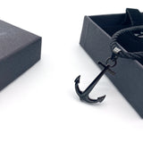 Men's Anchor Pendant Necklace Stainless Steel Nylon Rope Adjustable Size