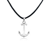 Men's Anchor Pendant Necklace Stainless Steel Nylon Rope Adjustable Size