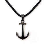 Men's Anchor Pendant Necklace Stainless Steel Nylon Rope Adjustable Size