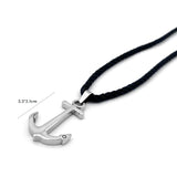 Men's Anchor Pendant Necklace Stainless Steel Nylon Rope Adjustable Size