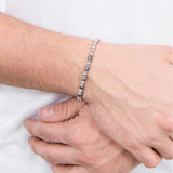 Men's Stainless Steel Beaded Chain Bracelet Adjustable Size