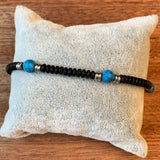 Men's Steel Bracelet with Natural Stone Beads Adjustable Size