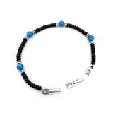 Men's Steel Bracelet with Natural Stone Beads Adjustable Size