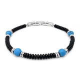 Men's Steel Bracelet with Natural Stone Beads Adjustable Size