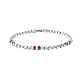Men's Steel Link Chain Bracelet with Flag Pendant