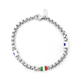 Men's Steel Link Chain Bracelet with Flag Pendant