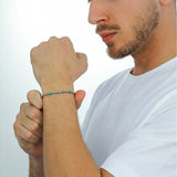 Men's Stainless Steel Bracelet with Turquoise Stone Bead