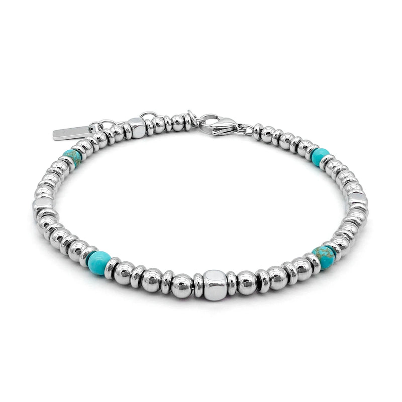 Men's Stainless Steel Bracelet with Turquoise Stone Bead