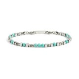 Natural Stone Bracelet with Stainless Steel Charm Bead